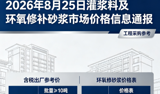 青河2026年8月25日灌浆料及环氧修补砂浆市场价格信息通报